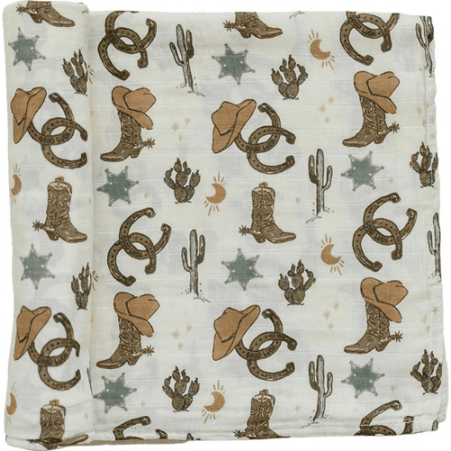 Outlaw Cowboy Muslin Swaddle Blanket - Market 12
