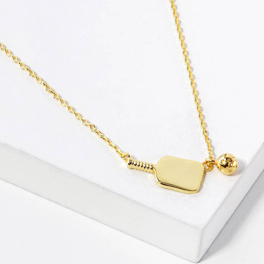 Pickleball and Paddle Pendant Necklace: GD, ONE SIZE - Market 12