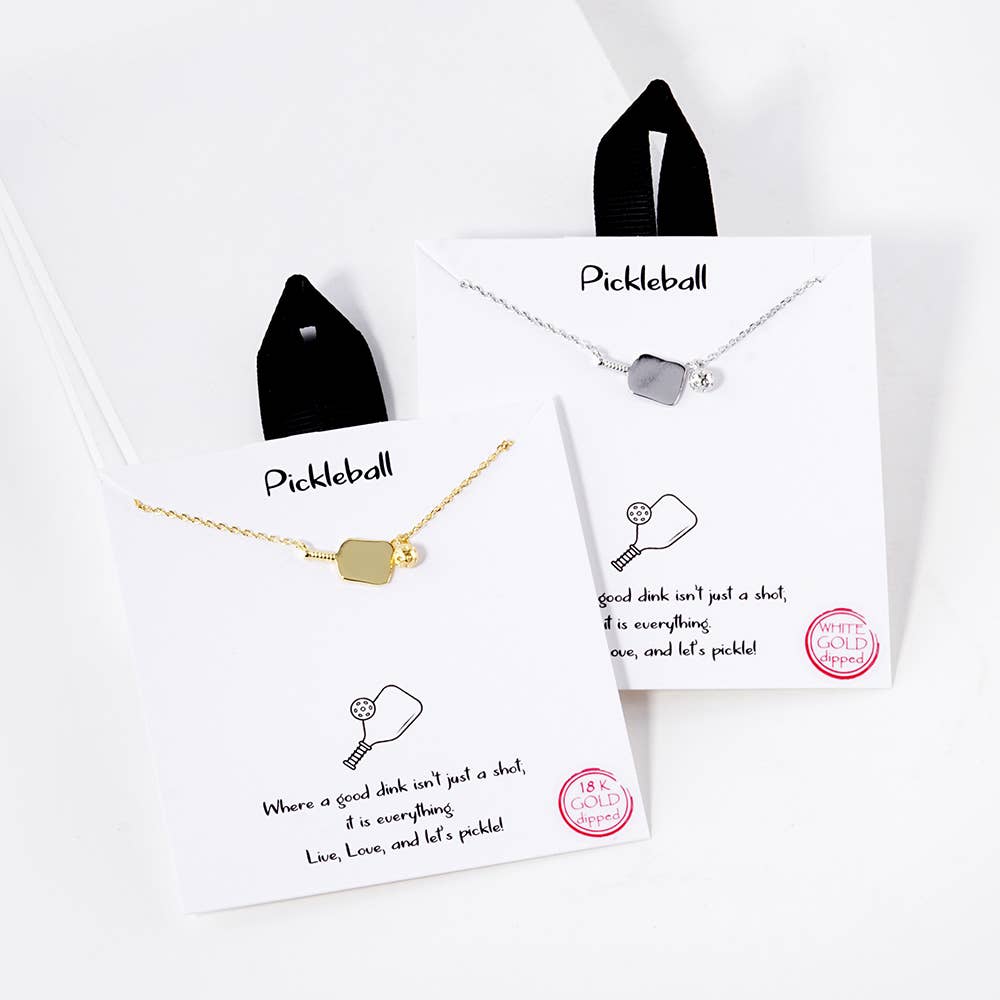 Pickleball and Paddle Pendant Necklace: GD, ONE SIZE - Market 12