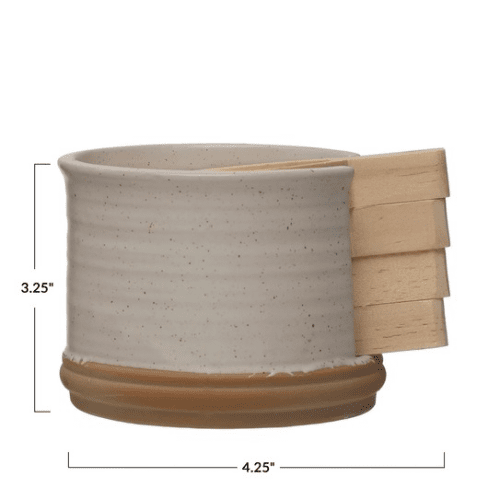 Pine Wood Tapas Plates w/ Stoneware Holder, (Each One Will Vary) - Market 12