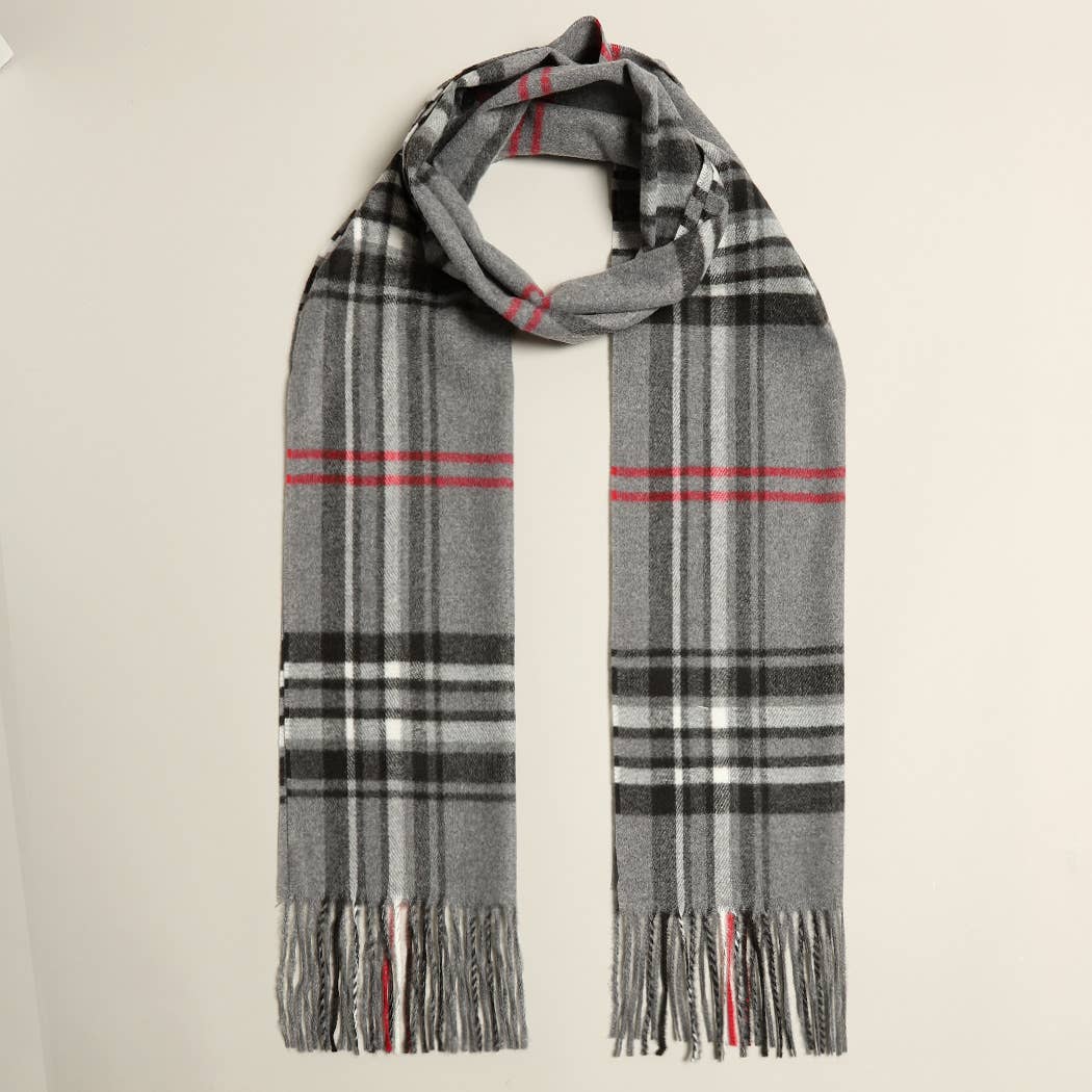 Plaid Herringbone Lightweight Cashmere Feel Scarf : 04 - 06, One size - Market 12