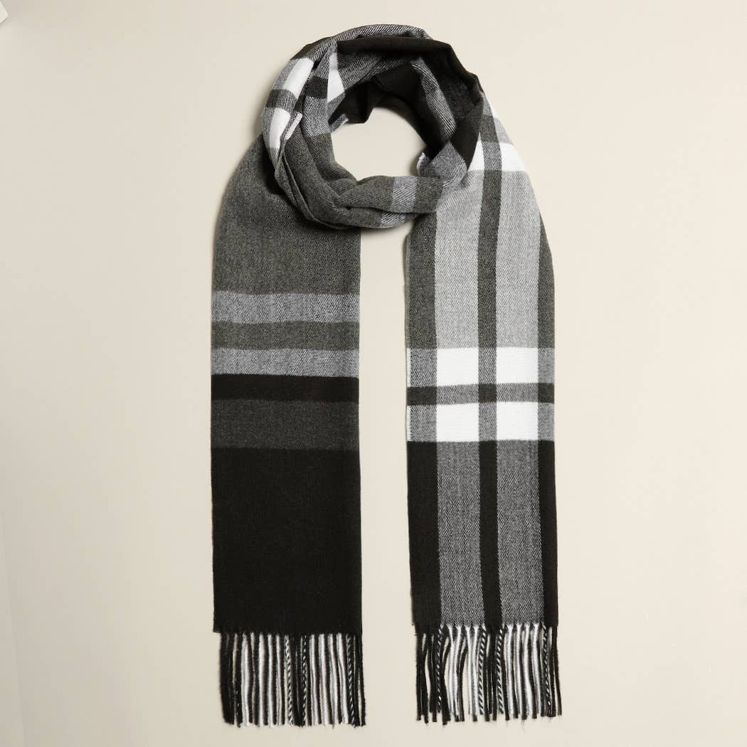 Plaid Herringbone Lightweight Cashmere Feel Scarf : 04 - 06, One size - Market 12