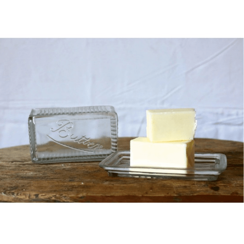 Pressed Glass Butter Dish 6 - 1/2"L x 4"W - Market 12