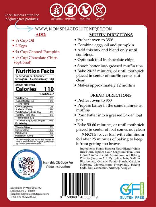 Pumpkin Harvest Bread or Muffin Mix GF - Market 12