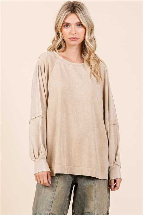 Raglan Long Sleeve Oversized Top - Market 12