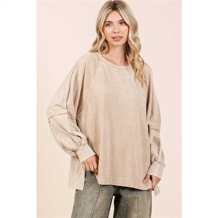 Raglan Long Sleeve Oversized Top - Market 12