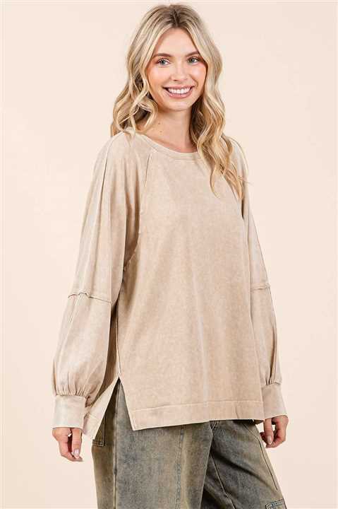 Raglan Long Sleeve Oversized Top - Market 12