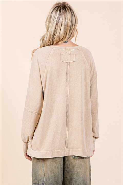 Raglan Long Sleeve Oversized Top - Market 12