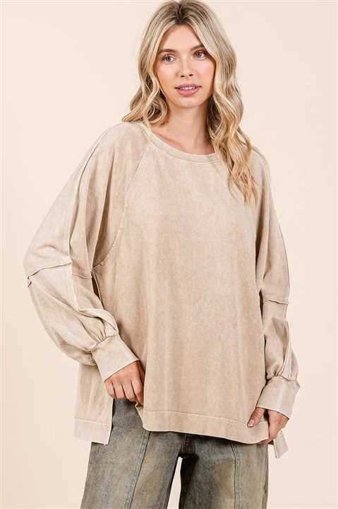 Raglan Long Sleeve Oversized Top - Market 12