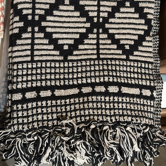 Recycled Cotton Blend Throw w Diamond Pattern 60"L x 50"W - Market 12