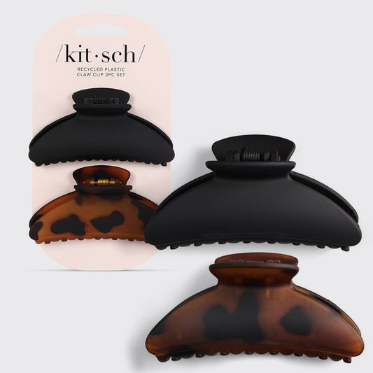 Recycled Plastic Medium Claw Clips 2pc - Black & Tort - Market 12