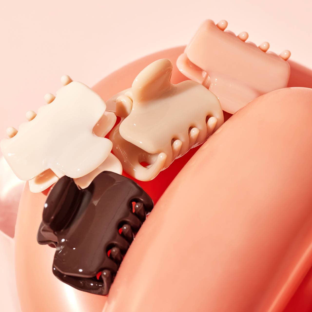 Recycled Plastic Mini Cloud Claw Clips 8pc Set - Rosewood - Market 12