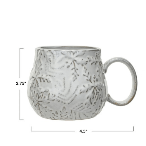 Round 16 oz. Embossed Stoneware Mug w Snowflakes - Market 12