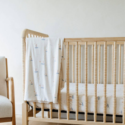 Sail Boat Minky Stretch Luxe Swaddle Blanket - Market 12