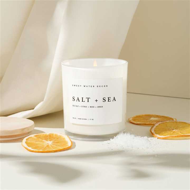 Salt + Sea 11 oz Soy Candle - Sweet Water Decor - Market 12