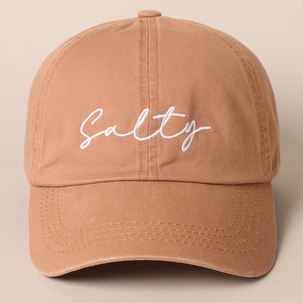 Salty Lettering Embroidery Baseball Cap: CLAY, One Size - Market 12