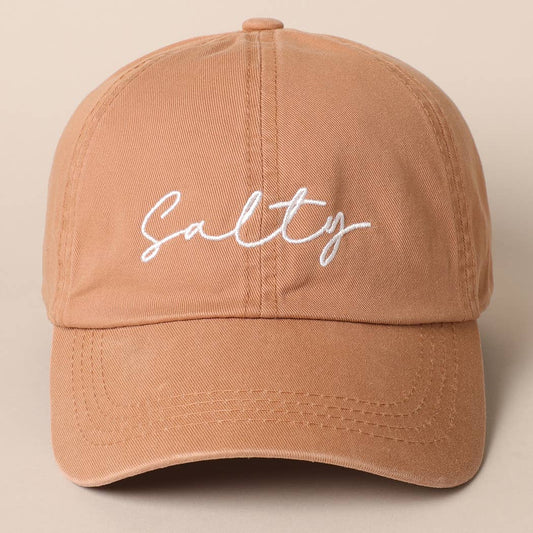 Salty Lettering Embroidery Baseball Cap: CLAY, One Size - Market 12