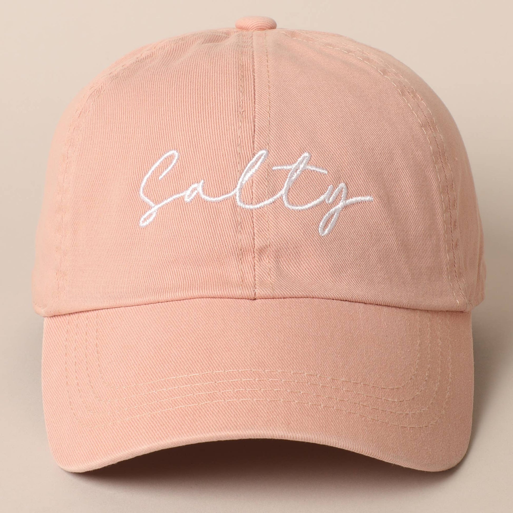Salty Lettering Embroidery Baseball Cap: CLAY, One Size - Market 12