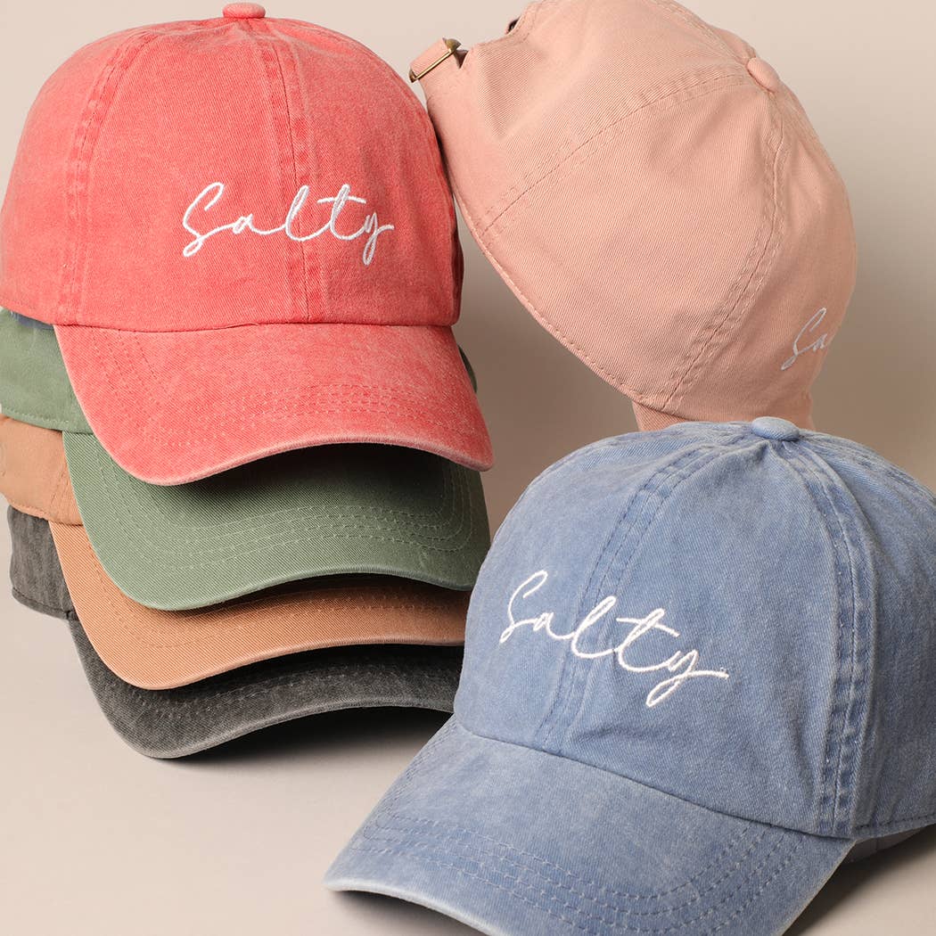 Salty Lettering Embroidery Baseball Cap: CLAY, One Size - Market 12