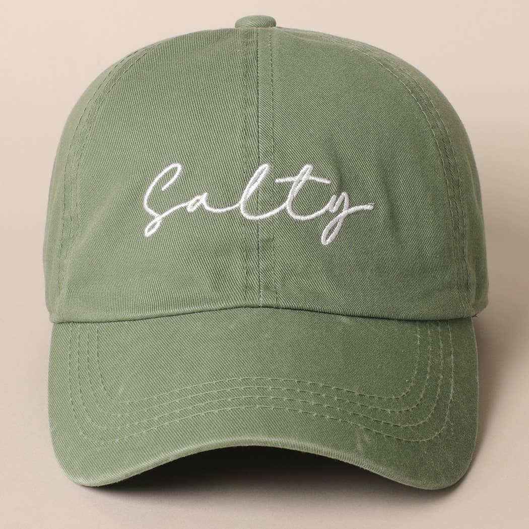Salty Lettering Embroidery Baseball Cap: VINTAGE BLUE, One Size - Market 12