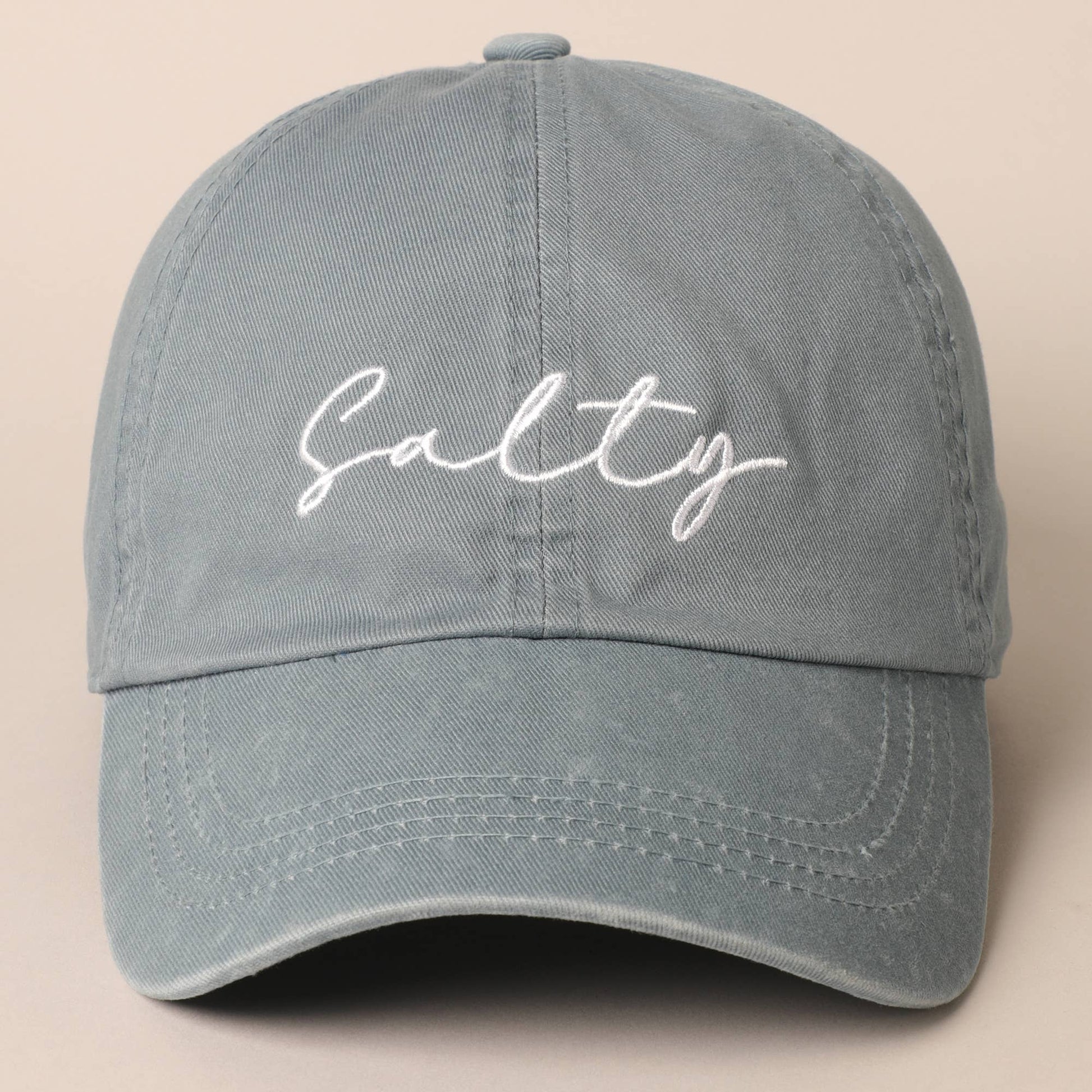 Salty Lettering Embroidery Baseball Cap: VINTAGE BLUE, One Size - Market 12
