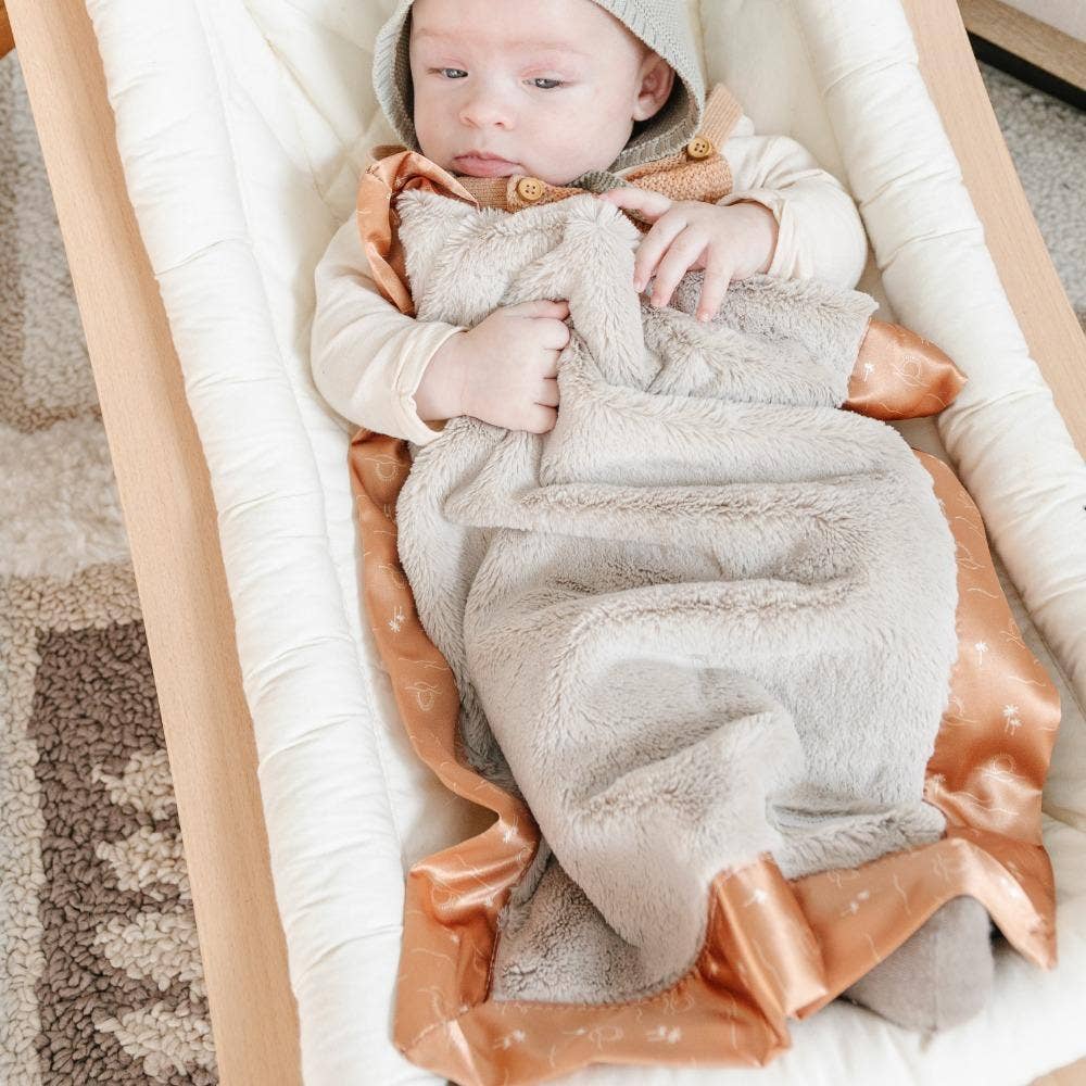 SATIN BORDER MINI BLANKETS: Tan - Market 12