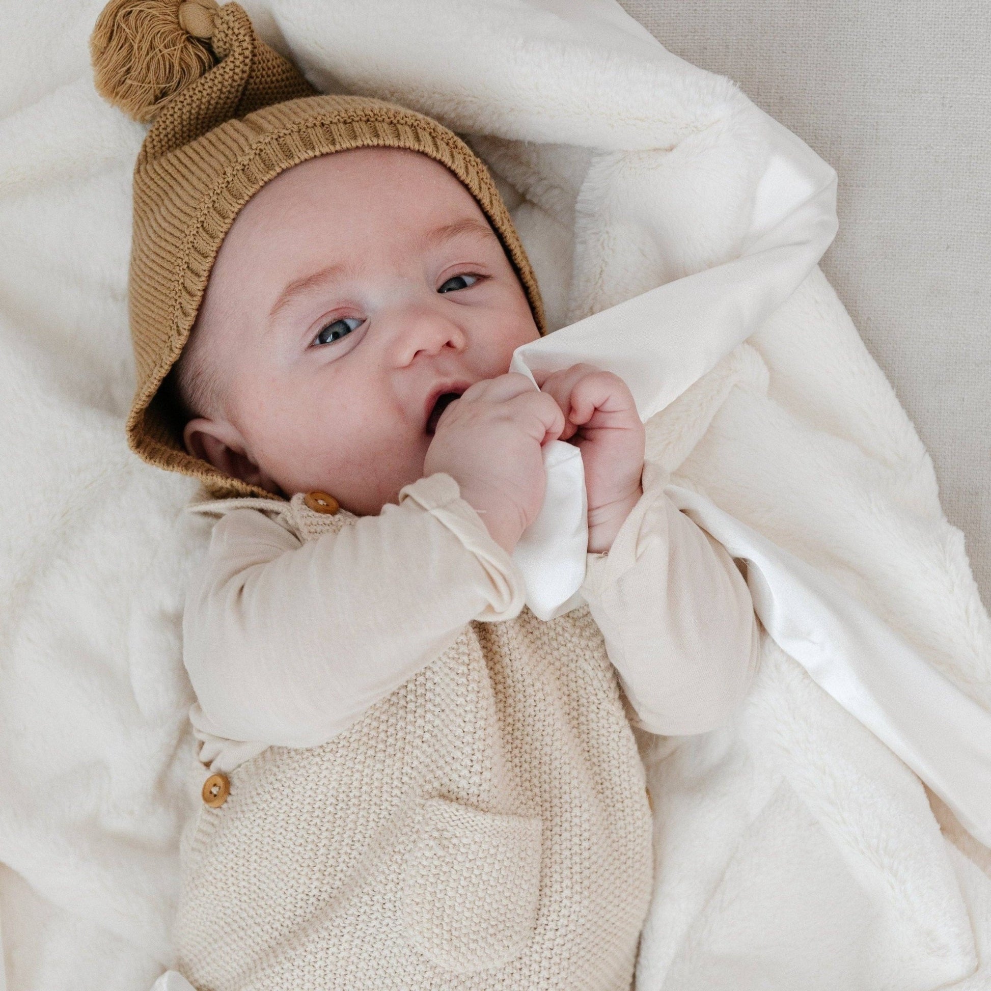 SATIN BORDER MINI BLANKETS: Tan - Market 12