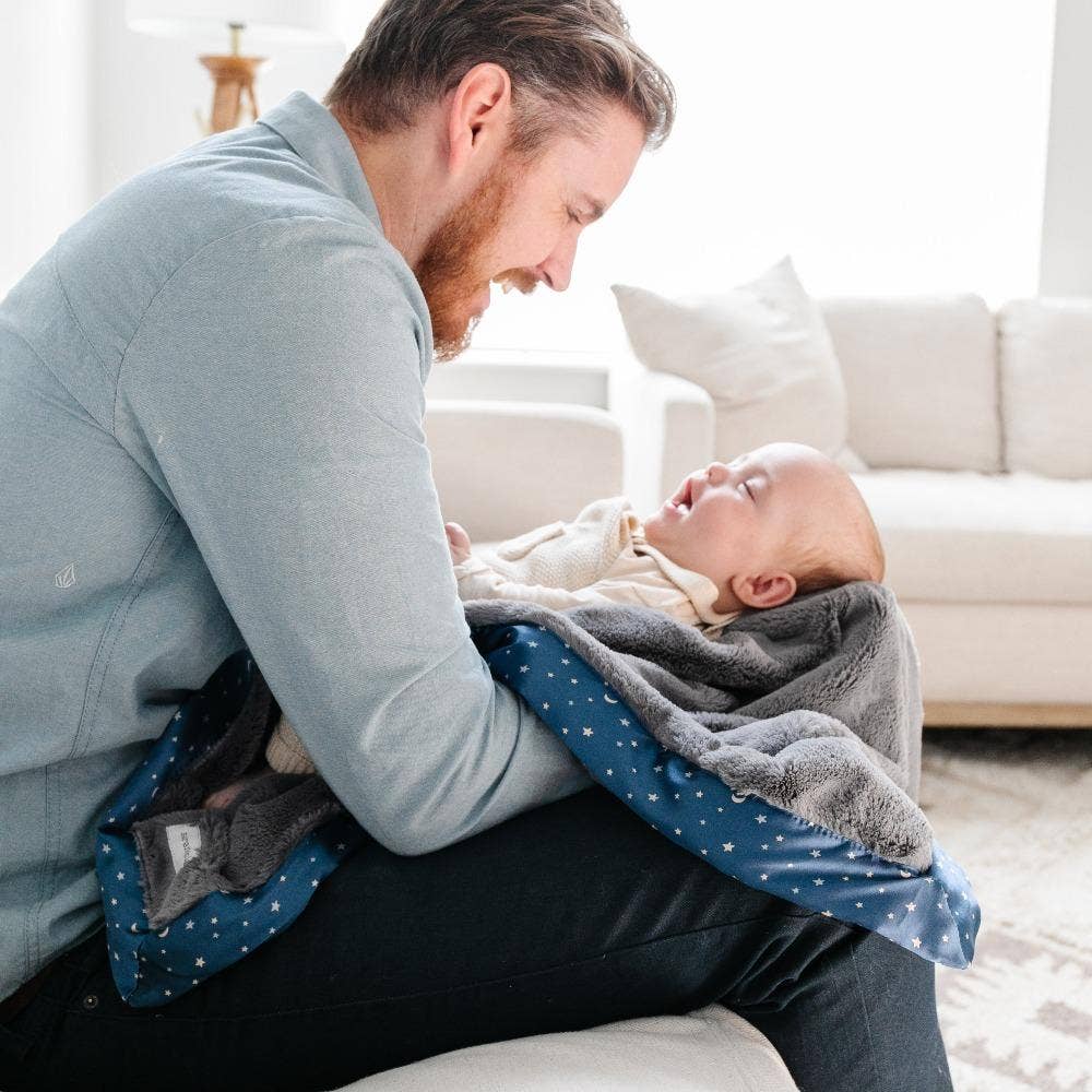 SATIN BORDER RECEIVING BLANKETS: Light Blue - Market 12