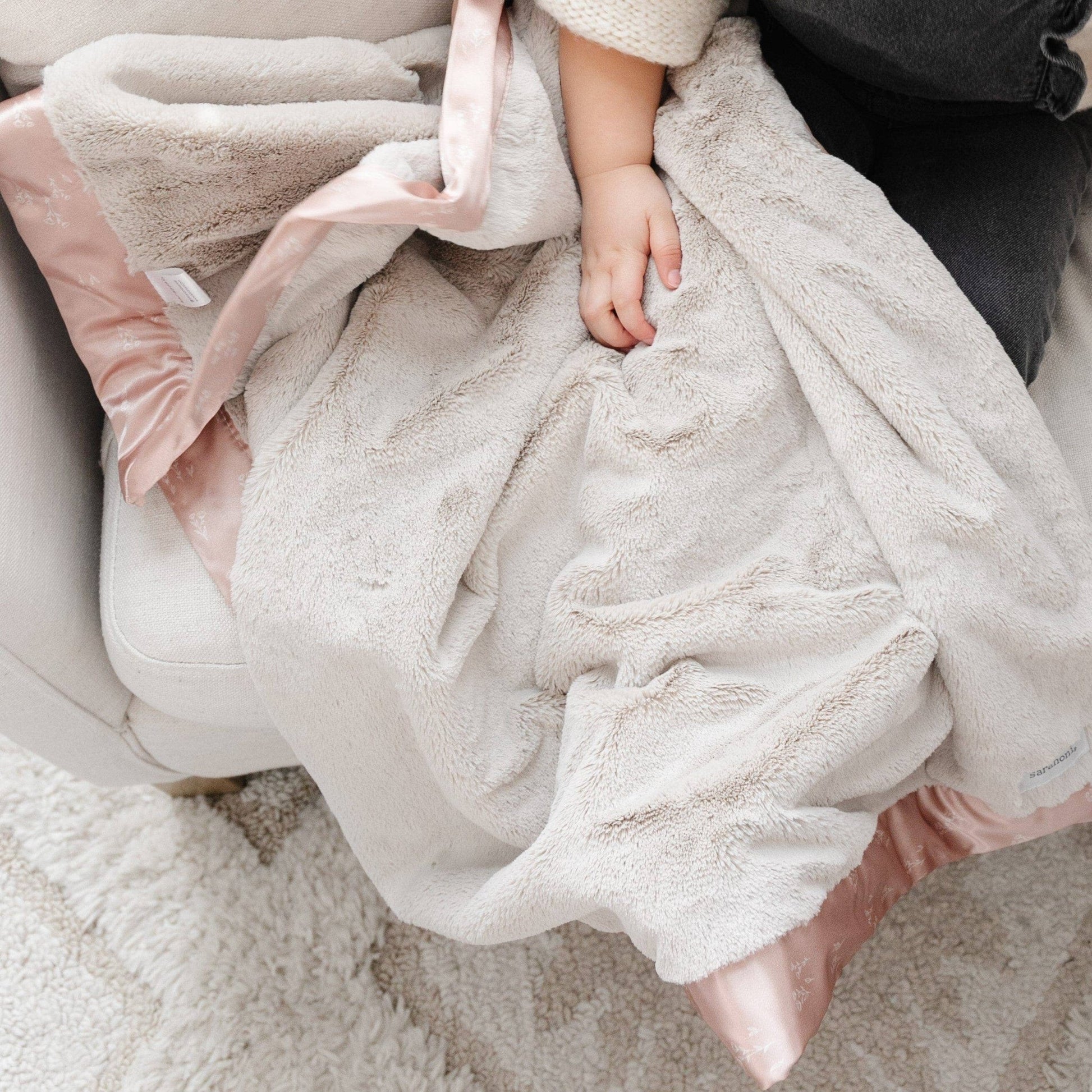 SATIN BORDER RECEIVING BLANKETS: Muted Mauve - Market 12