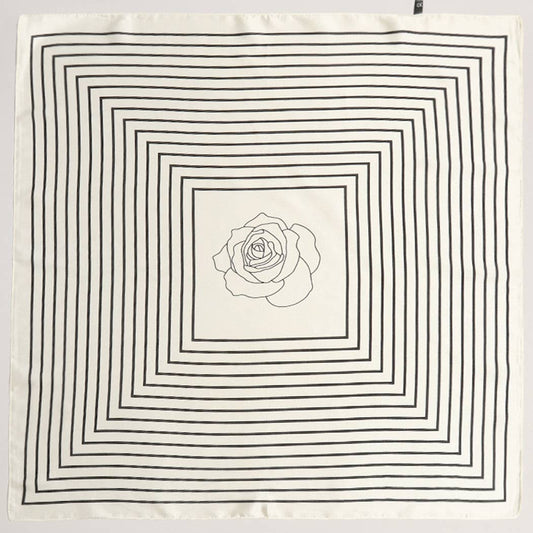 Satin Rose Print Light Weight Soft Scarf : BK/WT, ONE SIZE - Market 12