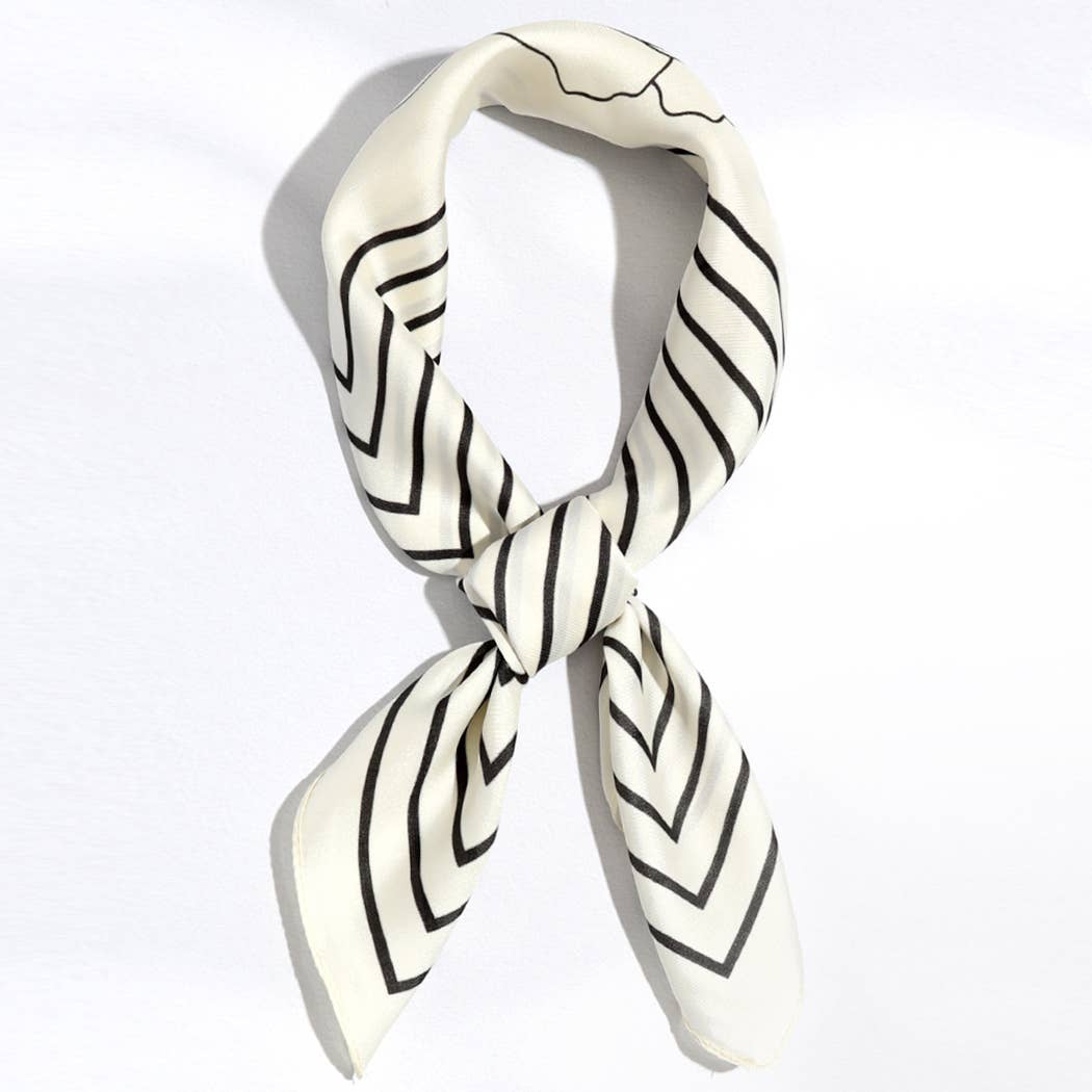 Satin Rose Print Light Weight Soft Scarf : BK/WT, ONE SIZE - Market 12