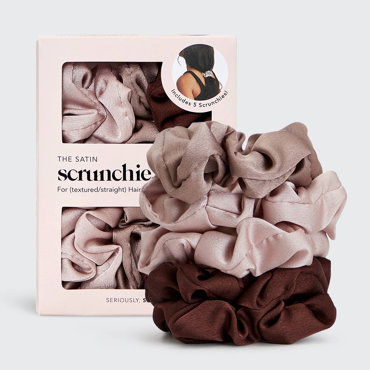 Satin Sleep Scrunchies 5pc - Cameo - Market 12