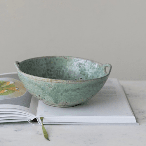 Stoneware Berry Bowl w/ Handles, Aqua (Each One Will Vary) - Market 12