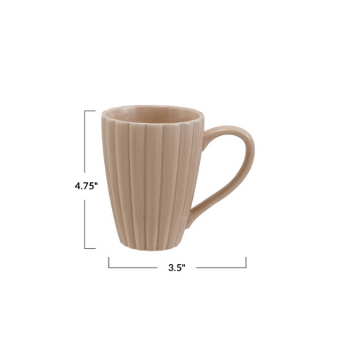 Stoneware Fluted Mug,Blush - Market 12