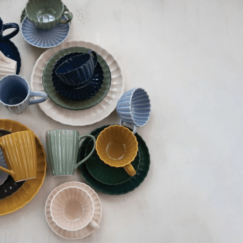 Stoneware Fluted Mug,Blush - Market 12