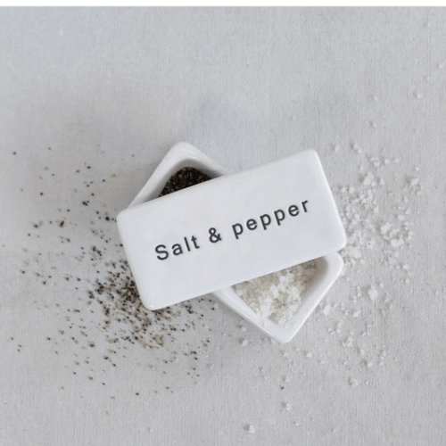 Stoneware Pinch Pot with Lid "Salt and Pepper" - Market 12