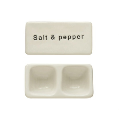 Stoneware Pinch Pot with Lid "Salt and Pepper" - Market 12