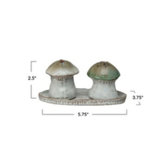 Stoneware Salt & Pepper Shakers w/ Tray, Set of 3 - Market 12