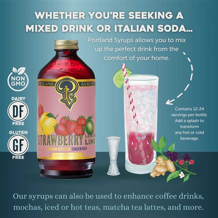 Strawberry Lemon Lime Syrup 12 oz Beverage Mixer - Market 12