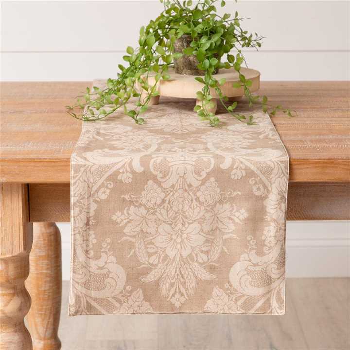 Table Runner - Vintage Inspired Print, Taupe - Market 12