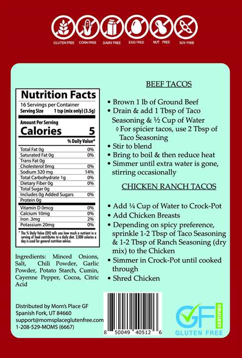 Taco Seasoning Gluten Free,Bold, Southwest Flavor - Market 12