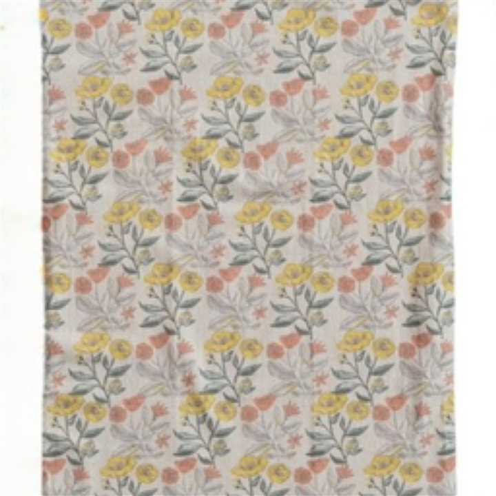 Tan Cotton Printed Tea Towel - Market 12