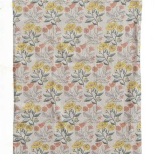 Tan Cotton Printed Tea Towel - Market 12