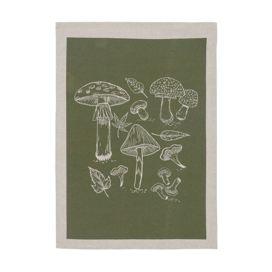 Tea Towel - Mushroom Waffle Towel Green - Market 12