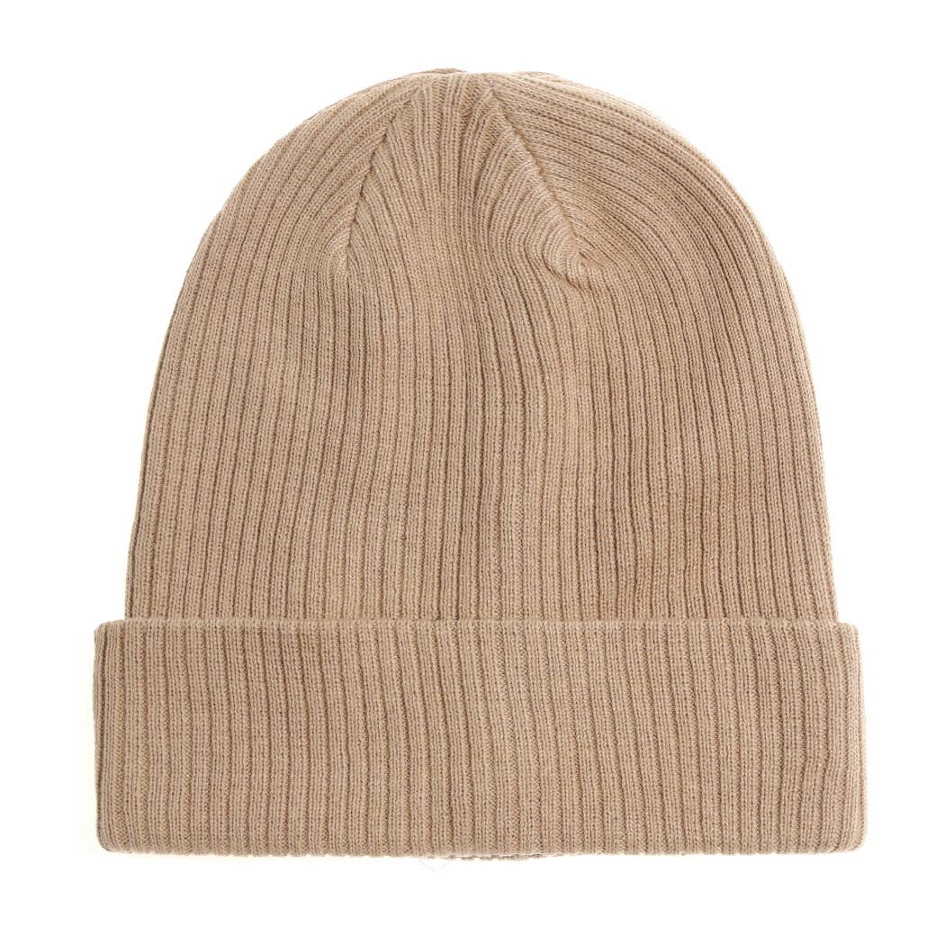 Unisex Cotton Knitted Beanies: KHAKI, ONE SIZE - Market 12