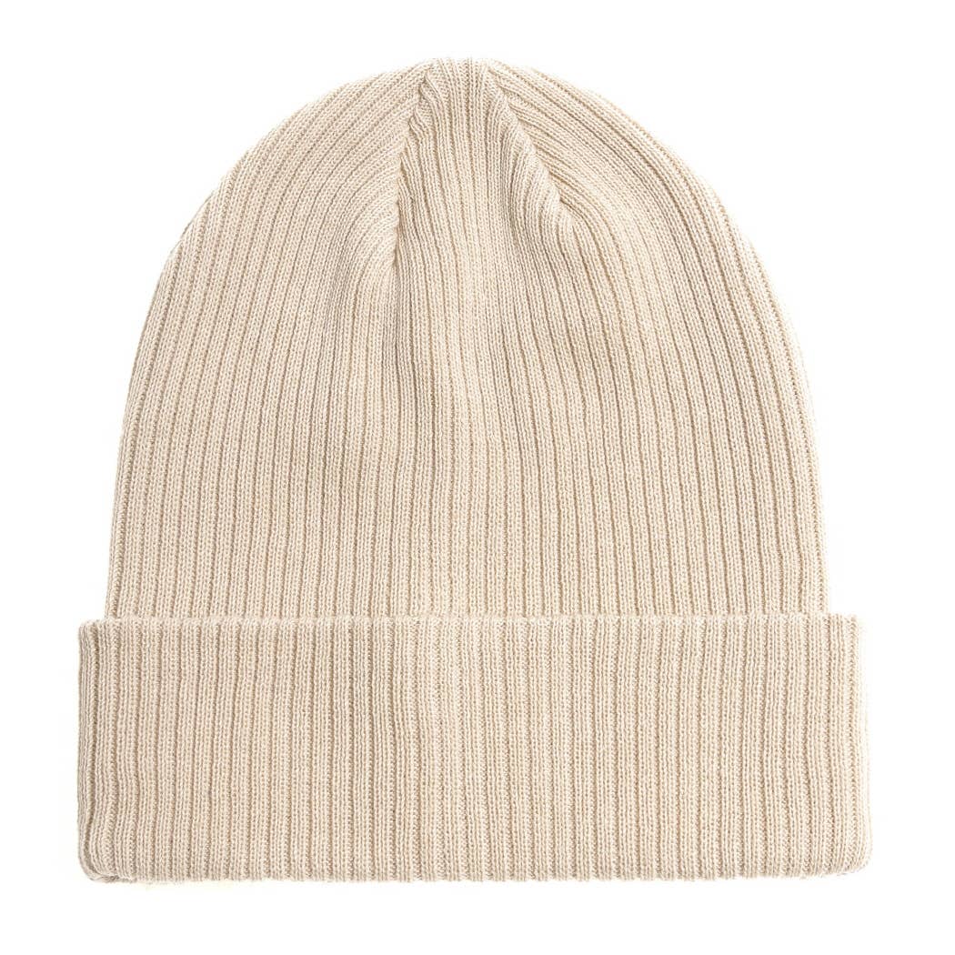 Unisex Cotton Knitted Beanies: PUTTY, ONE SIZE - Market 12