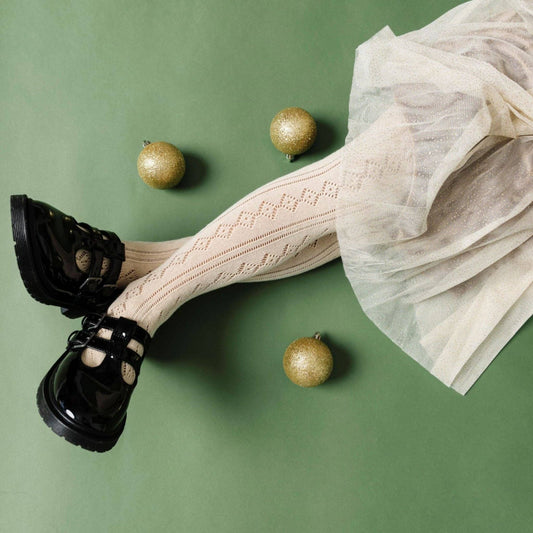 Vanilla Fancy Knit Tights - Vanilla: - Market 12