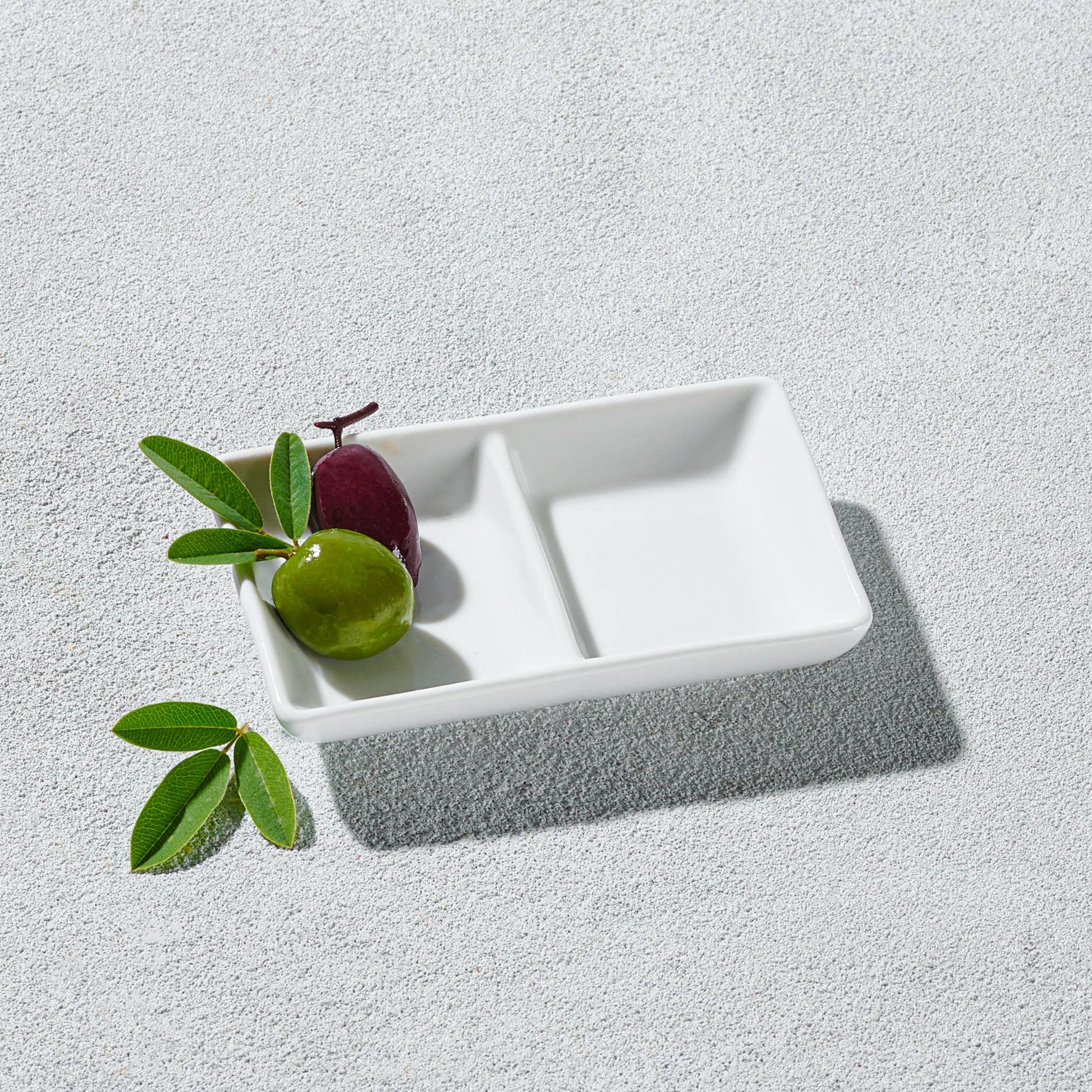 Vikko - Lightning, 2 Sectional Rectangle Dish, White, 4" - Market 12