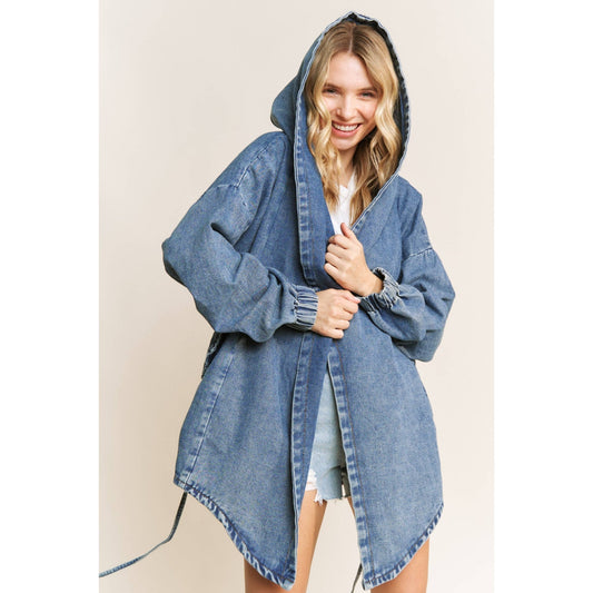 VINTAGE DENIM WASHED HOODED COAT SHACKET - Market 12