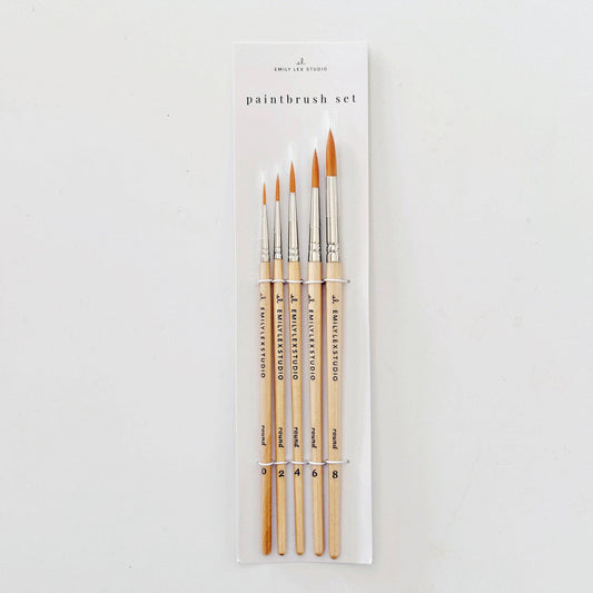 Watercolor paintbrush set of five wood brushes - Market 12